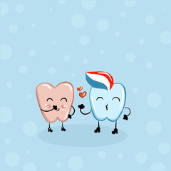 Color vector illustration of tooth drawings for Valentine day.