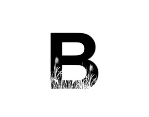 B Letter Logo With Grass or Reeds Inside.