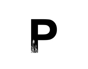 P Letter Logo With Grass or Reeds Inside.