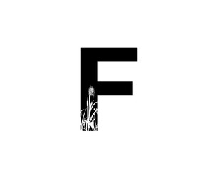 F Letter Logo With Grass or Reeds Inside.