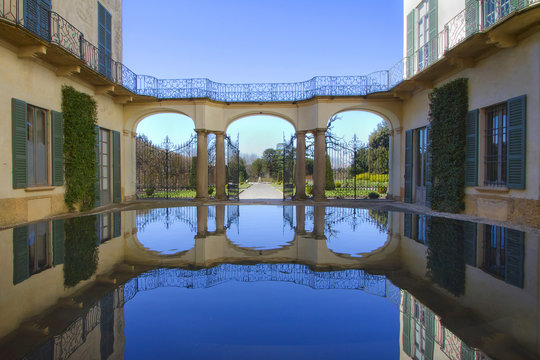 fontana della villa panza a varese in italia, fountain of the villa panza in varese city in italy
