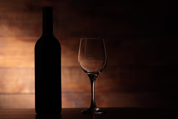 red wine with empty goblet
