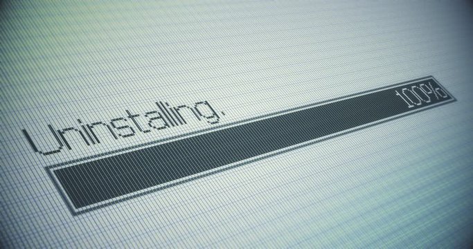 Uninstalling bar progress retro style pixelated gray screen animation