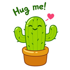 Cute cartoon cactus hug © sudowoodo