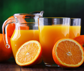Glasses with freshly squeezed orange juice