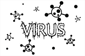 Viral bacteria vector. Virus on a white background. The word VIRUS and symbols of viral bacteria.