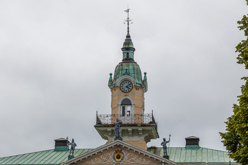Fototapeta na wymiar Historical Town hall building in the centre of old Pori town, Finland