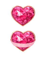 Metallic heart. Saint Valentine's Day decoration element. 