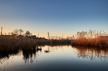  sunset evening by the river
