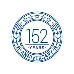 152 years anniversary celebration logo template. Line art vector and illustration.