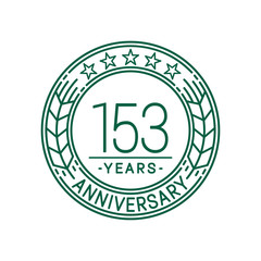 153 years anniversary celebration logo template. Line art vector and illustration.