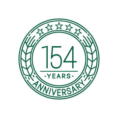 154 years anniversary celebration logo template. Line art vector and illustration.