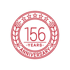 156 years anniversary celebration logo template. Line art vector and illustration.