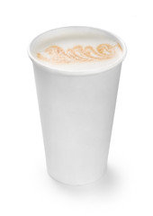 disposable paper cup of coffee