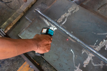 Measure interpass temperature on heat affected zone (HAZ) with Infrared Thermometer in process...