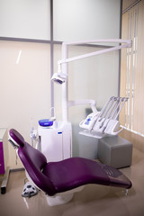 Workplace of dentist with dental unit and chair