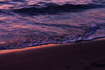 waves, sunset on the beach, part of the sea