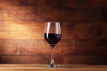 goblet with wine on the counter