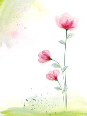 Watercolor hand painted with pink floral