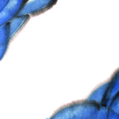  Ink splatter texture background. Square frame. Blue drops on a white background.Stains, blots, strokes. background, spot, isolated, stain, design, graphic, art, grunge, texture, ink, black, abstract.