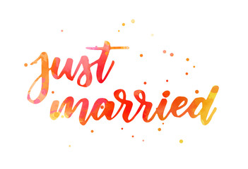 Just married watercolor lettering