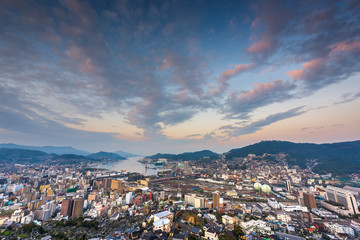 Fototapeta na wymiar Nagasaki, Japan Cityscape at Dusk