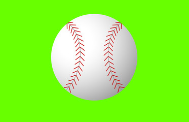 A vector baseball against a green grass background