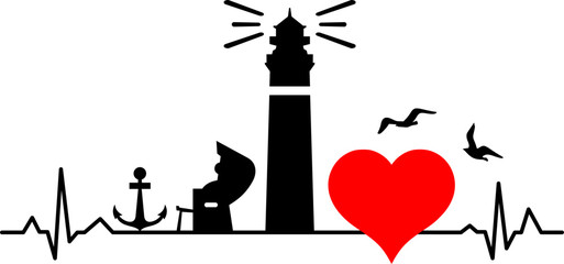 North Sea Skyline Silhouette Love Heart Puls