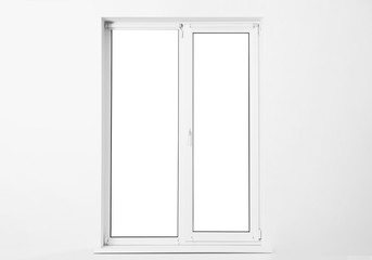 White wall with modern window in empty room