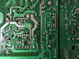 Part of a printed circuit board of a computer.