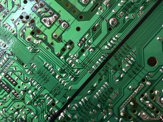 Part of a printed circuit board of a computer.