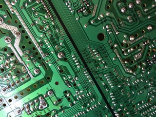 Part of a printed circuit board of a computer.
