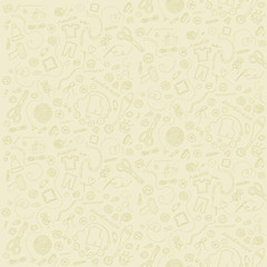 Hand drawn pattern on a needlework or handmade theme. Handmade doodles. Needlework pattern. Handwork hobby illustration. Beige background