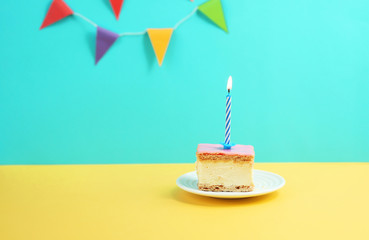 Birthday cake with candle.