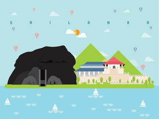 Srilanka Famous Landmarks Infographic Templates for Traveling Minimal Style and Icon, Symbol Set Vector Illustration Can be use for Poster Travel book, Postcard, Billboard. - 320324826