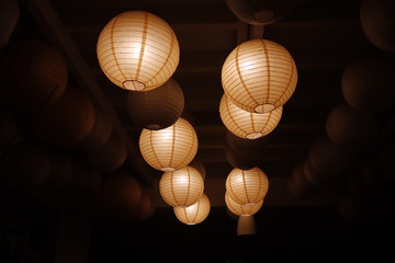 Paper lantern on the ceiling	