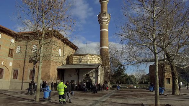 ankara turkey, January 23, 2020, the historical and religious Hacı Bayram Veli Tomb and Muslims visiting the shrine,