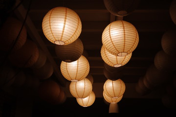 Paper lantern on the ceiling	