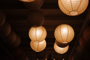 Paper lantern on ceiling	