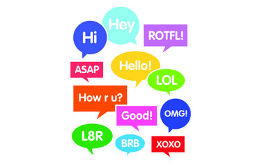 A vector set of colourful speech bubbles with sayings