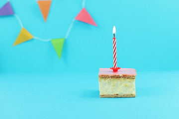 Birthday cake with candle.