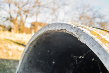 Concrete sewer pipes in place settings 