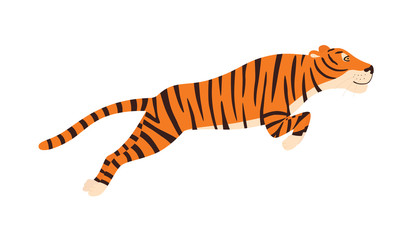 Tiger jumping vector illustration isolated on white background