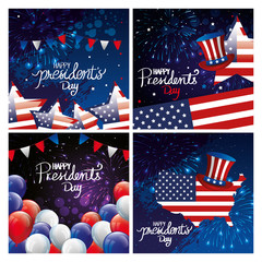 set poster of happy presidents day with decoration