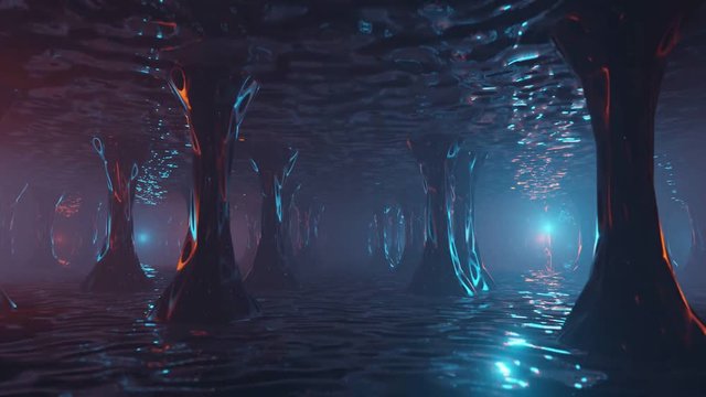 Sci Fi Futuristic Fantasy Strange Alien Structure, 3D rendering