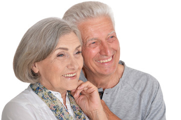 Close up portrait of happy senior couple posing