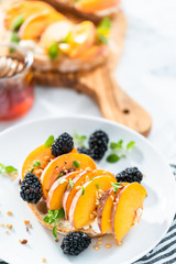 Peach ricotta toast