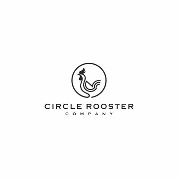 rooster chicken line outline monoline logo hipster retro vintage label vector icon illustration