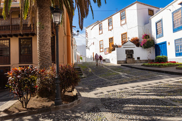 Fototapeta na wymiar Santa Cruz, capital city of the island La Palma. Traditional architecture. Canary Islands, Spain.