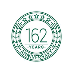 162 years anniversary celebration logo template. Line art vector and illustration.